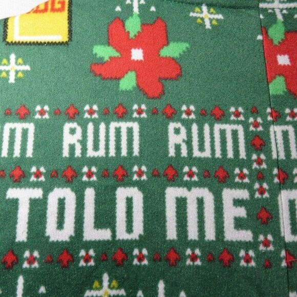 Christmas Union Suit Green Egg Nog Rum One Piece Pajamas Size Small - Picture 7 of 8
